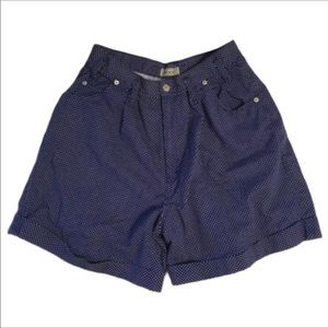 Skoozi VINTAGE Blue White Polka Dot Mom High Rise Shorts 12